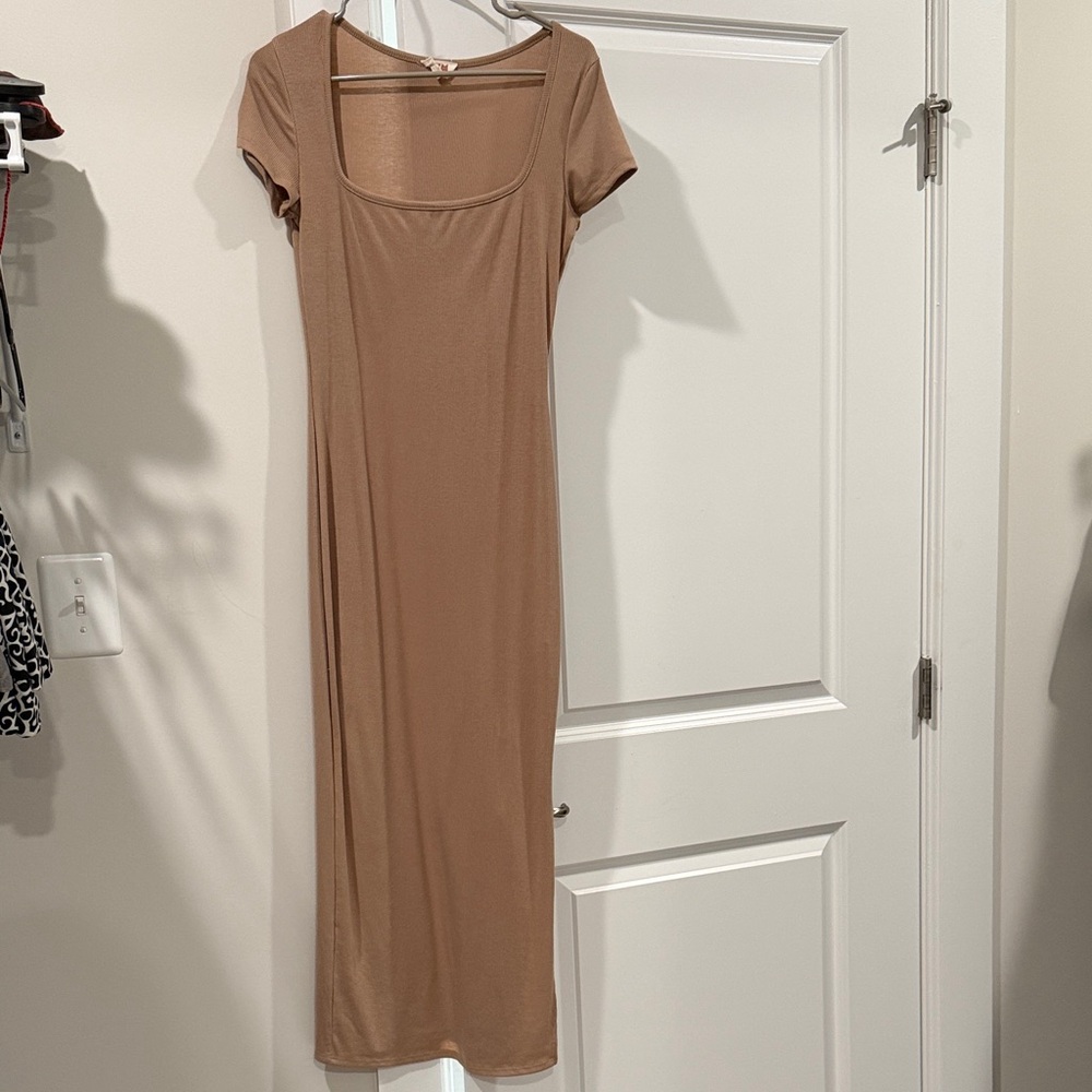 See You Monday Tan Midi Dress